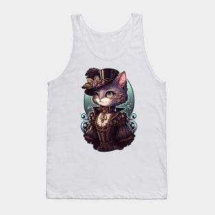 Cat Steampunk Victorian Era Tank Top